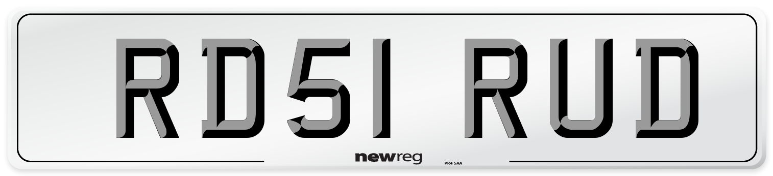 RD51 RUD Number Plate from New Reg